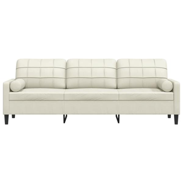 Sofa 3-Sitzer mit Zierkissen Creme 210 cm Samt