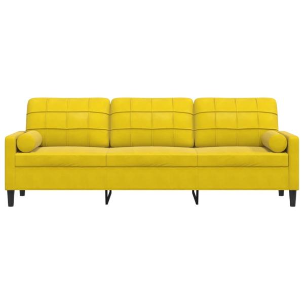 Sofa 3-Sitzer mit Zierkissen Gelb 210 cm Samt