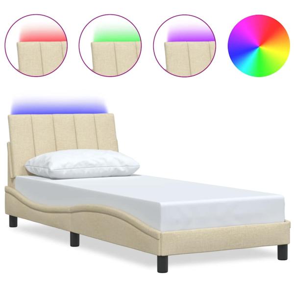 Bettgestell ohne Matratze Creme 80x200 cm Stoff