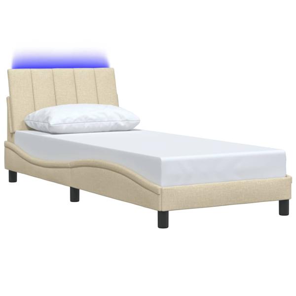 Bettgestell ohne Matratze Creme 80x200 cm Stoff