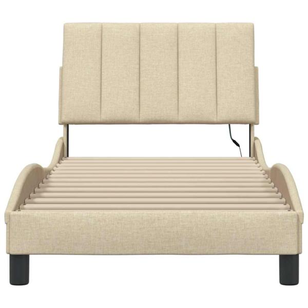 Bettgestell ohne Matratze Creme 80x200 cm Stoff