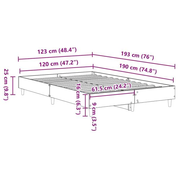 Bettgestell ohne Matratze Räuchereiche 120x190 cm Holzwerkstoff