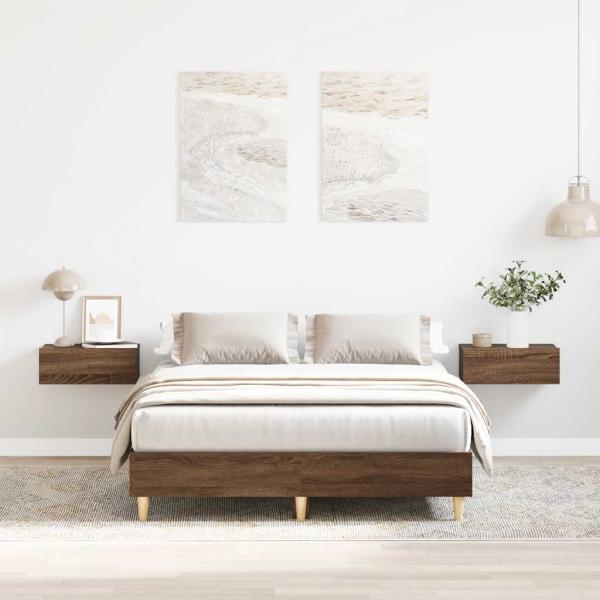 ARDEBO.de - Bettgestell ohne Matratze Braun Eichen-Optik 135x190 cm