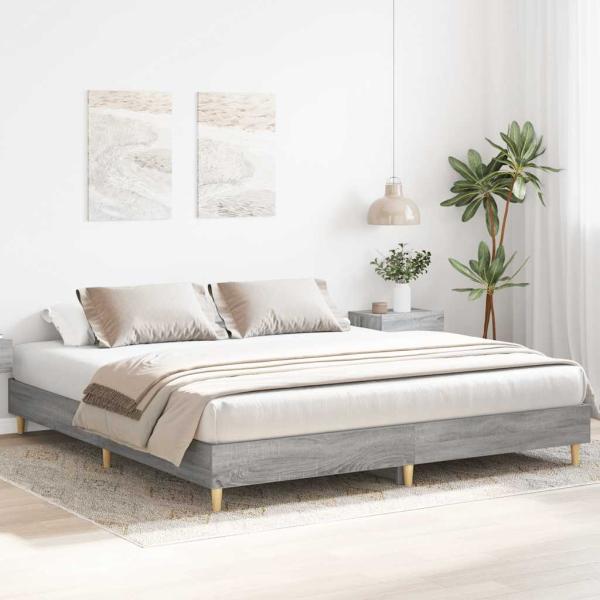 Bettgestell ohne Matratze Grau Sonoma 200x200 cm Holzwerkstoff