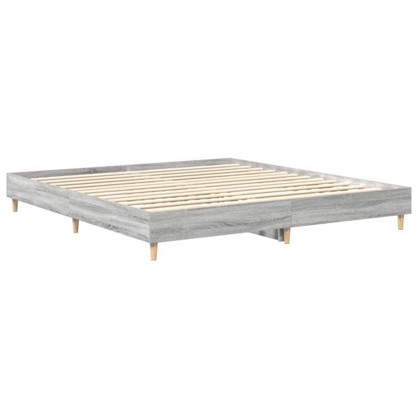 Bettgestell ohne Matratze Grau Sonoma 200x200 cm Holzwerkstoff