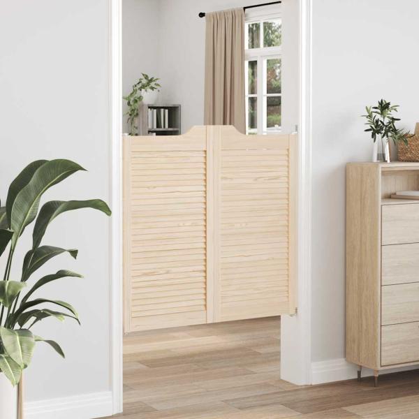 Schwingtüren Lamellen-Design 2-Paar 100x100cm Massivholz Kiefer