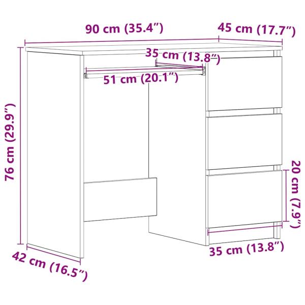 Schreibtisch Schwarz Eichen-Optik 90x45x76 cm Holzwerkstoff