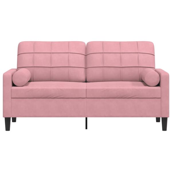 2-Sitzer-Sofa mit Zierkissen Rosa 140 cm Samt