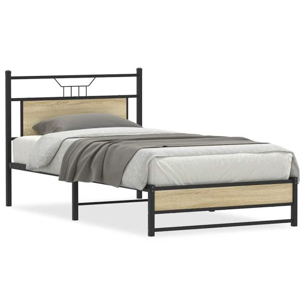 ARDEBO.de - Bettgestell ohne Matratze Sonoma-Eiche 100x200 cm Holzwerkstoff