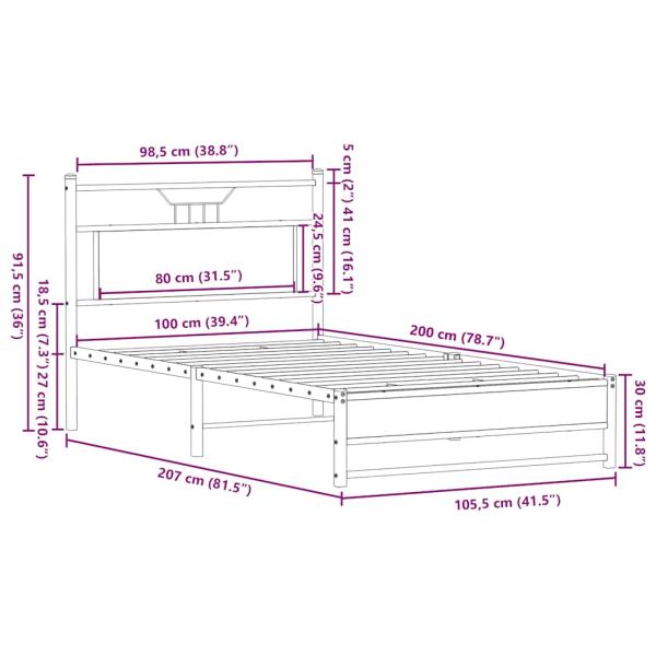 Bettgestell ohne Matratze Sonoma-Eiche 100x200 cm Holzwerkstoff