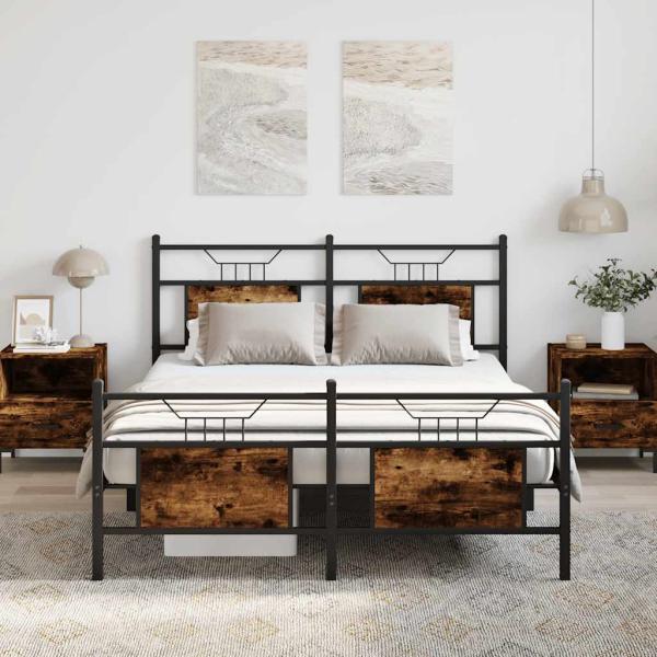 ARDEBO.de - Bettgestell ohne Matratze Räuchereiche 150x200 cm Holzwerkstoff
