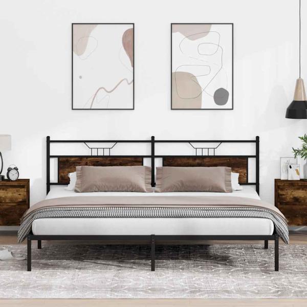 ARDEBO.de - Bettgestell ohne Matratze Räuchereiche 193x203 cm Holzwerkstoff