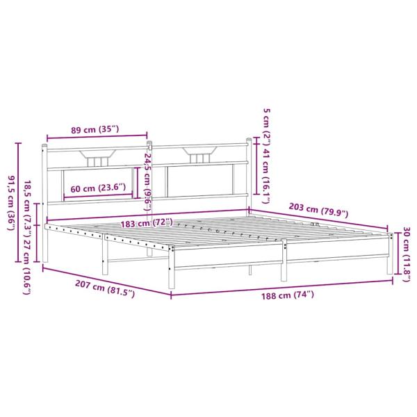 Bettgestell ohne Matratze Sonoma-Eiche 183x203 cm Holzwerkstoff