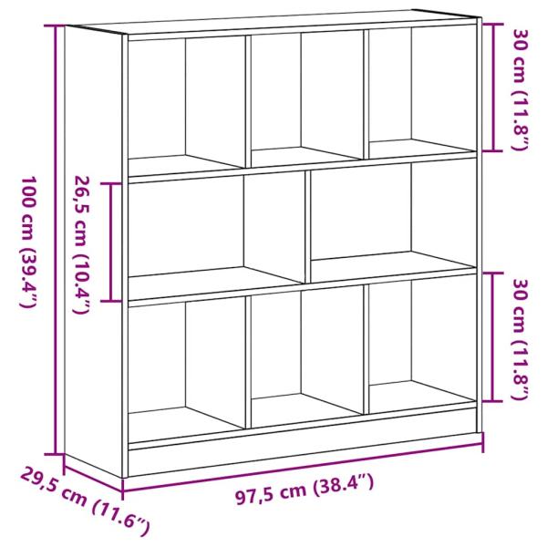 Bücherregal Schwarz Eichen-Optik 97,5x29,5x100 cm Holzwerkstoff