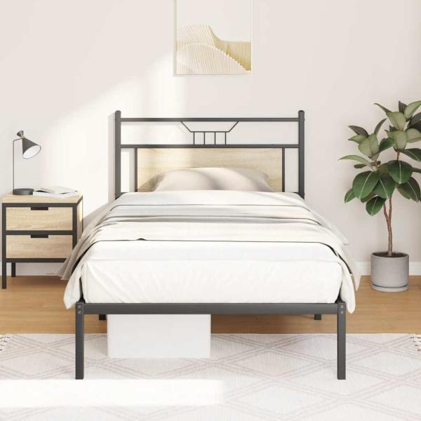 ARDEBO.de - Bettgestell ohne Matratze Sonoma-Eiche 107x203 cm Holzwerkstoff