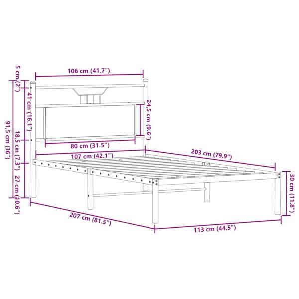 Bettgestell ohne Matratze Sonoma-Eiche 107x203 cm Holzwerkstoff