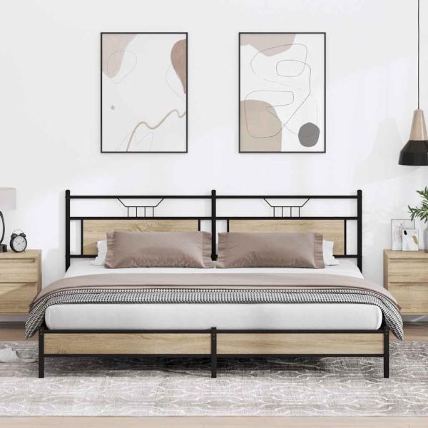 ARDEBO.de - Metallbett ohne Matratze Sonoma-Eiche 193x203 cm