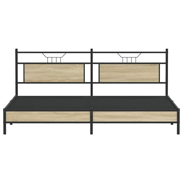 Metallbett ohne Matratze Sonoma-Eiche 193x203 cm