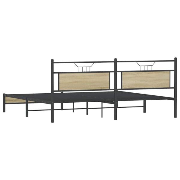 Metallbett ohne Matratze Sonoma-Eiche 193x203 cm