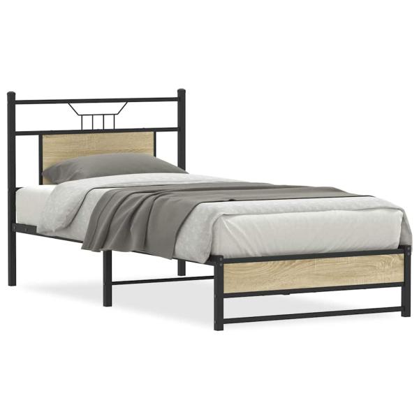 ARDEBO.de - Bettgestell ohne Matratze Sonoma-Eiche 75x190 cm Holzwerkstoff