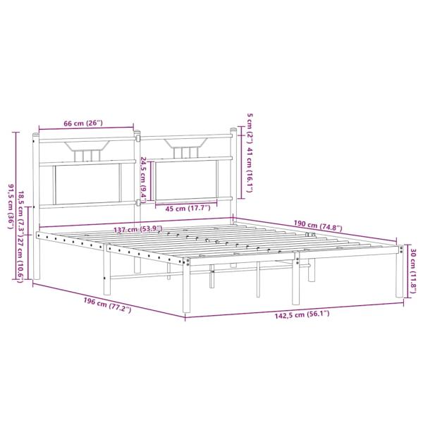 Bettgestell ohne Matratze Sonoma-Eiche 137x190 cm Holzwerkstoff