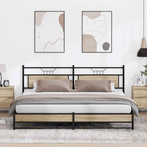 ARDEBO.de - Metallbett ohne Matratze Sonoma-Eiche 193x203 cm