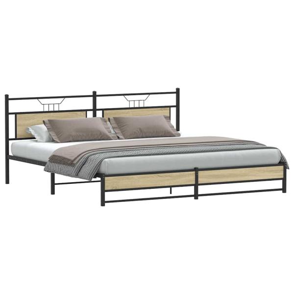 Metallbett ohne Matratze Sonoma-Eiche 193x203 cm