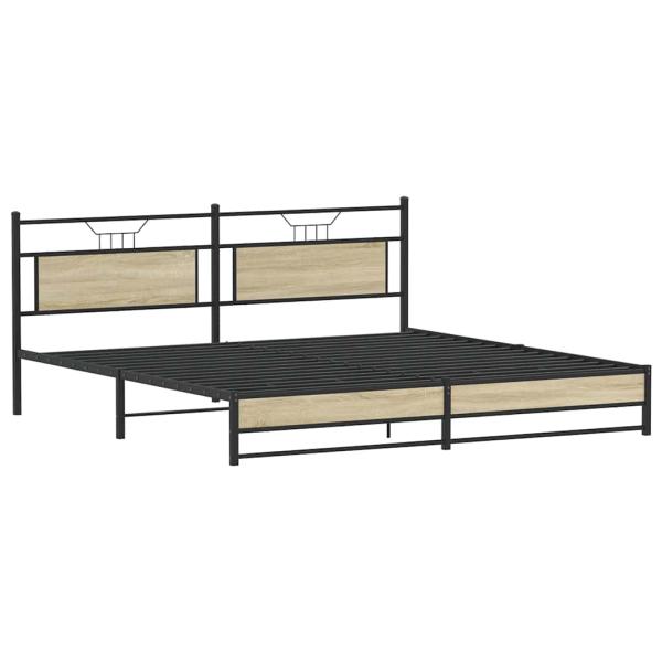 Metallbett ohne Matratze Sonoma-Eiche 193x203 cm