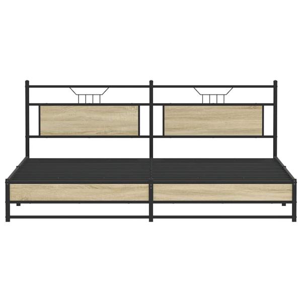 Metallbett ohne Matratze Sonoma-Eiche 193x203 cm