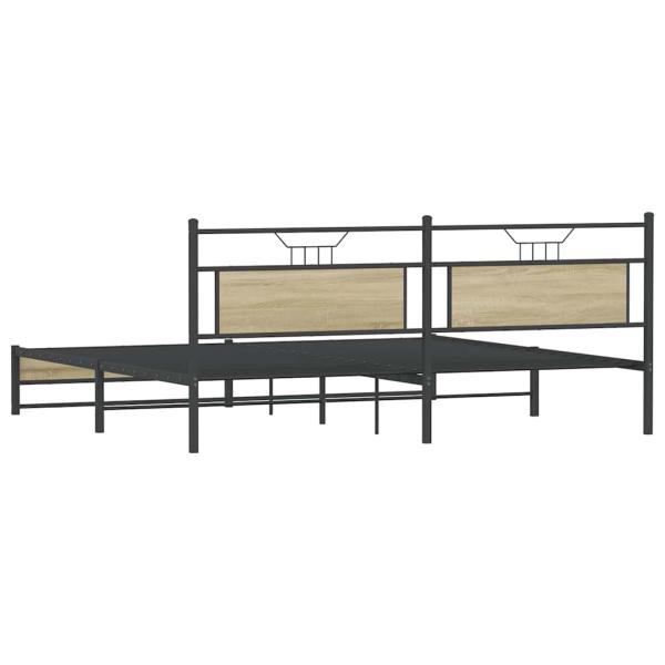 Metallbett ohne Matratze Sonoma-Eiche 193x203 cm
