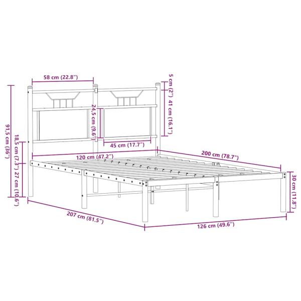 Bettgestell ohne Matratze Sonoma-Eiche 120x200 cm Holzwerkstoff
