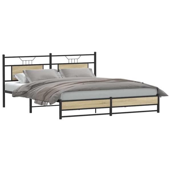 Metallbett ohne Matratze Sonoma-Eiche 183x213 cm