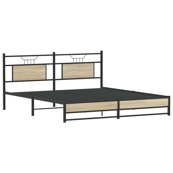 Metallbett ohne Matratze Sonoma-Eiche 183x213 cm