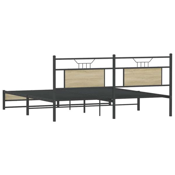 Metallbett ohne Matratze Sonoma-Eiche 183x213 cm