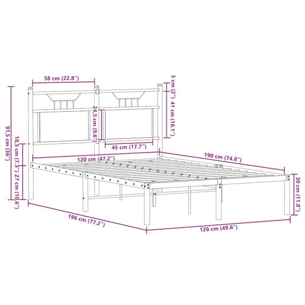 Bettgestell ohne Matratze Räuchereiche 120x190 cm Holzwerkstoff