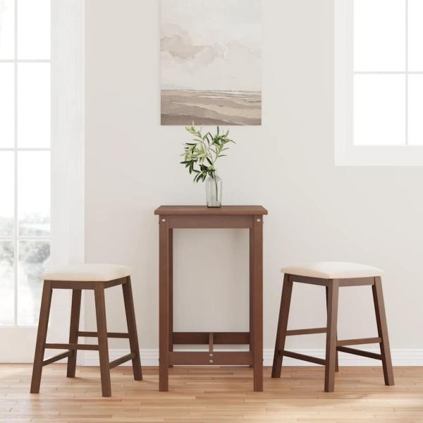ARDEBO.de - Barstühle mit Kissen 2 Stk. Braun Massivholz Gummibaum