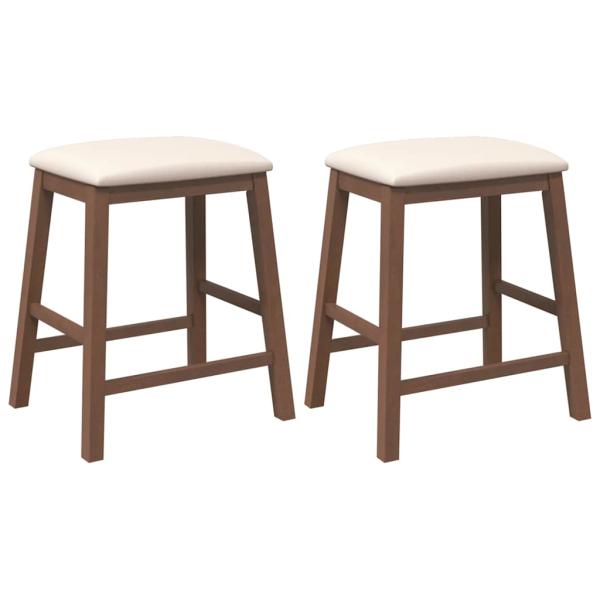 Barstühle mit Kissen 2 Stk. Braun Massivholz Gummibaum