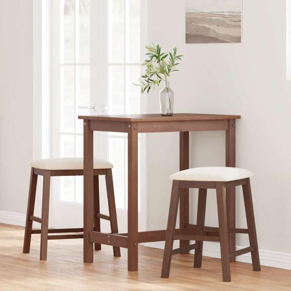 Barstühle mit Kissen 2 Stk. Braun Massivholz Gummibaum