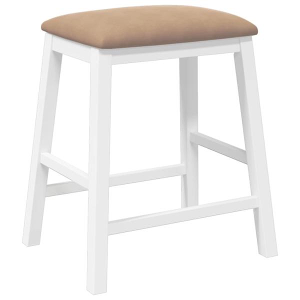 Barstühle mit Kissen 2 Stk. Weiß Massivholz Gummibaum