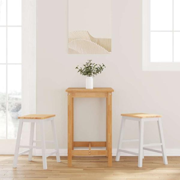 ARDEBO.de - Barstühle 2 Stk. Weiß Massivholz Gummibaum