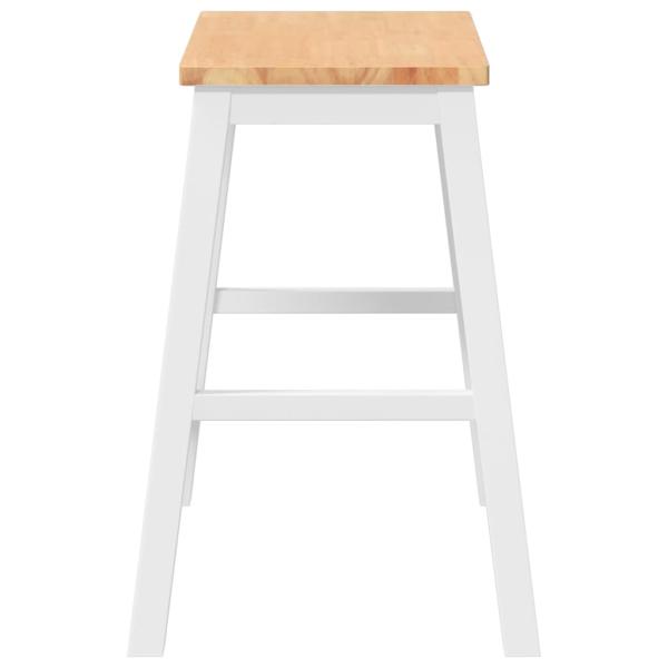 Barstühle 2 Stk. Weiß Massivholz Gummibaum