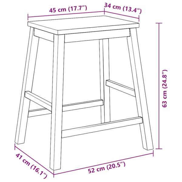 Barstühle 2 Stk. Weiß Massivholz Gummibaum