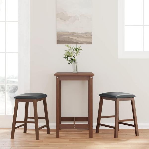 ARDEBO.de - Barstühle mit Kissen 2 Stk. Braun Massivholz Gummibaum