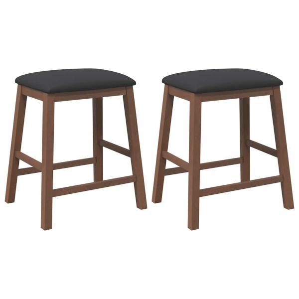 Barstühle mit Kissen 2 Stk. Braun Massivholz Gummibaum