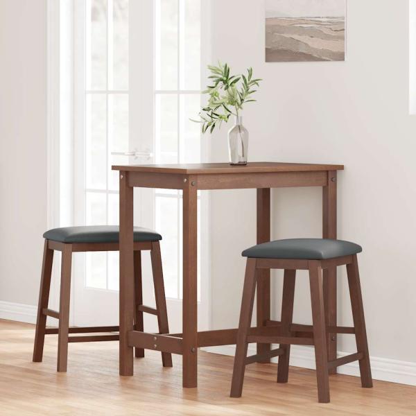 Barstühle mit Kissen 2 Stk. Braun Massivholz Gummibaum