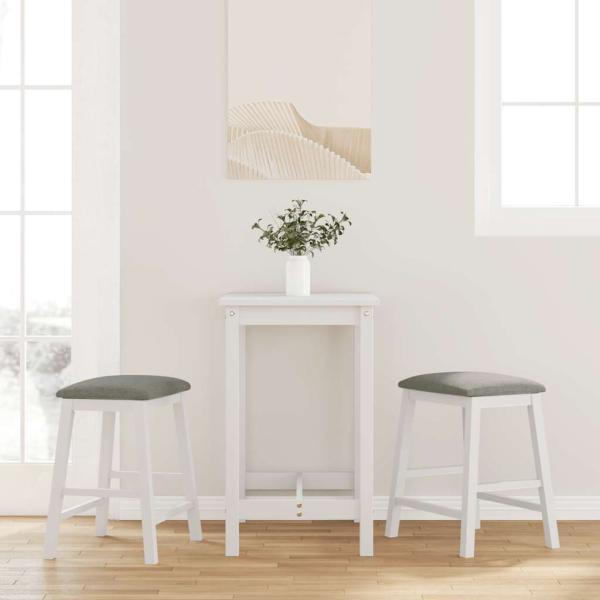ARDEBO.de - Barstühle mit Kissen 2 Stk. Weiß Massivholz Gummibaum