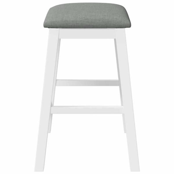 Barstühle mit Kissen 2 Stk. Weiß Massivholz Gummibaum