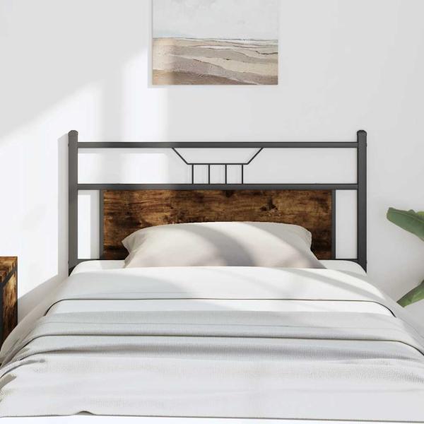 ARDEBO.de - Kopfteil Räuchereiche 107 cm Holzwerkstoff und Stahl