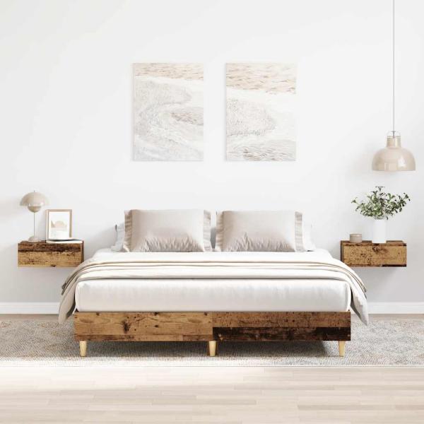ARDEBO.de - Bettgestell ohne Matratze Altholz-Optik 140x200cm Holzwerkstoff