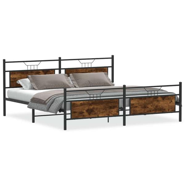 Metallbett ohne Matratze Räuchereiche 193x203 cm